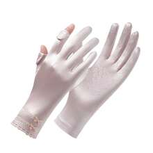 Summer Ice Silk Sunscreen Gloves For Women, Non-Slip, Outdoor, Driving, Cycling, Touchscreen, Cooling, Quick-Drying, Breathable, UV Protection,Festival,Party - D - View 16