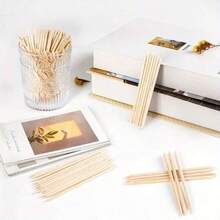 500/300/100/10支装橙色指甲棒，双面多功能木制指甲推棒，美甲修脚工具，角质层推棒或面部脱毛涂抹器 - 薑色 - 查看 6