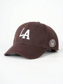 1 件刺绣 LA 棒球帽，可调节帽檐户外防晒休闲帽，适合春季、秋季、旅行、男士海滩，Y2K 风格 - 墨綠 - 查看 20