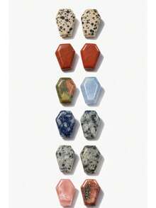 1/3/7 chiếc mặt dây chuyền đá tự nhiên hình quan tài nhỏ đang thịnh hành – Đá đốm, đá thạch anh đỏ, đá hoa xanh, đá mã não xanh, đá vân xanh, đá gai dầu, đá dưa hấu đỏ, đá mè đỏ – Hoàn hảo cho trang sức và thủ công. - Nhiều màu - Xem 1