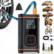 Portable Tire Inflator 19-Cylinder Cordless Air Compressor With Auto Shut-Off And Led Light 150PSI Air Pump, 7.4V 1500MAH Rechargeable Batteries Suitable For Car Tires, Bicycles, Motorcycles, Ball Sports, And Other Tire Pumps. Car Accessories/Motorcycle Accessories(Note: Charge For 3–5 Hours Before Use.) - Black - View 11