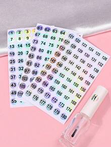 3pcs 1-180# Laser Numbered Nail Polish Bottle Labels, Waterproof Round Stickers With Solid & Laser Effects, DIY Manicure & Beauty Supplies For Home And Salon Use, Back To School Essential - Multicolor - View 3