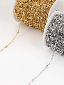 2米不锈钢金/银十字珠DIY项链手链包包配件 - 2米十字夾鋼珠鏈 - 查看 10