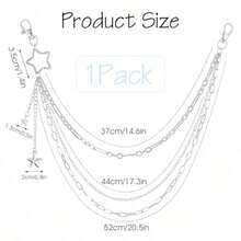 Hip Hop Pants Chain Silver Star Chain Layered Pocket Chains Jean Belt With Star Decorations Men Accessories Jewelry Vintage Rock Wallet Chains Punk Clothing Accessories For Women And Men - A - Xem 3
