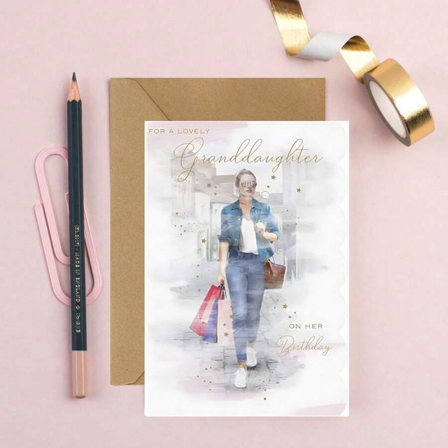 Carte d'anniversaire pour petite-fille - À ma charmante petite-fille - Artisanat spécial - Beau design artistique - Illustrations intérieures - Fabriqué au Royaume-Uni - Matériaux - A - Voir 1