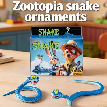  MINISO Zootopia 2 Gary The Snake Collectible Model, Multi-Jointed Posable Figurine, Stress Relief Doll, Blue Snake Desk Decor, Perfect Holiday Gift For Fans On Birthday, Christmas, Party