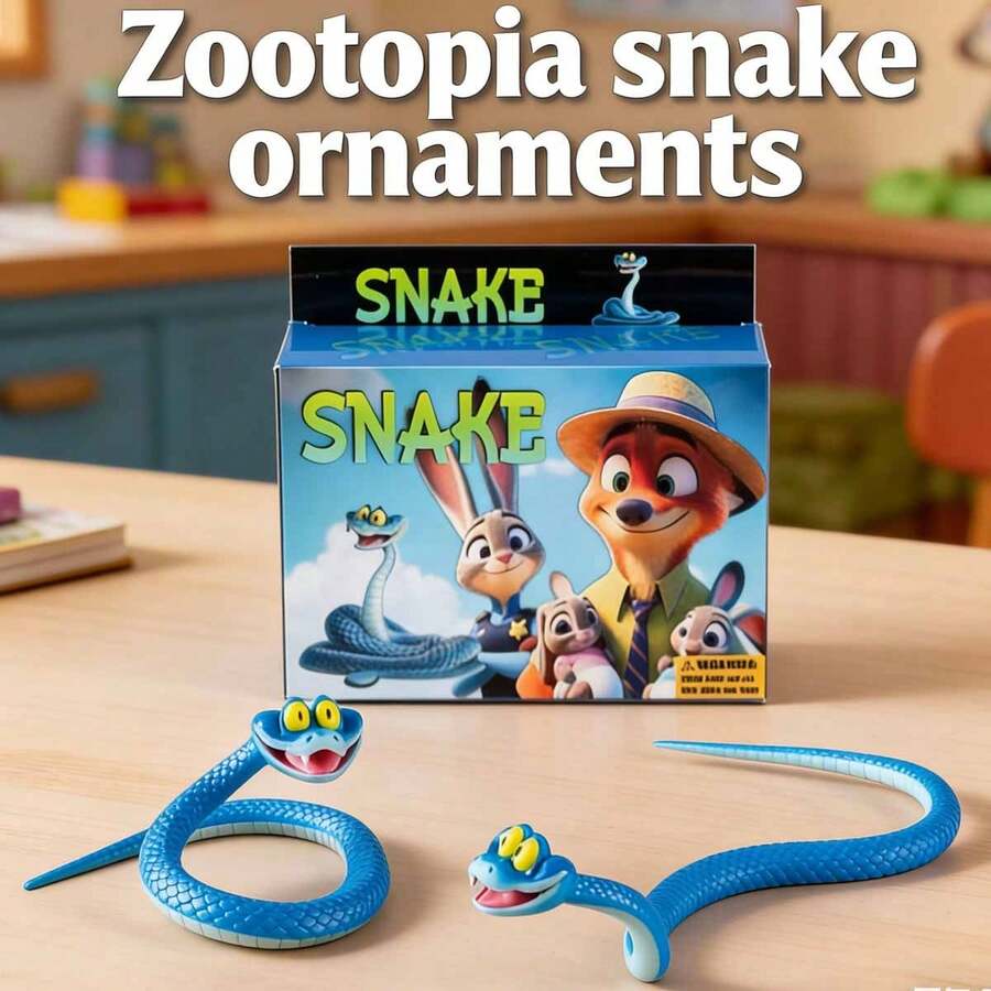 Miniso 名创优品《疯狂动物城2》小蜗蛇可动人偶，多关节可动，减压玩偶，蓝色小蛇桌面摆件，生日、圣诞节、派对等节日送给粉丝的完美礼物