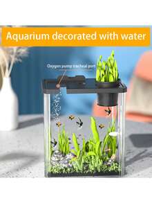 1 Rectangular High-Transparency Fish Tank With Phone Holder Ideal For Home Living Rooms, Study Areas, And Office Desks Home Decor - View 9
