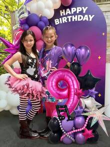 35pcs Number & Music Note Balloon Column Set, Includes Numbers, Stars, Water Drops, Music Notes, Latex Balloons, Suitable For Disco Theme Party, Birthday, Wedding, Music Competition, Role Play, Hip Hop Theme, 80s 90s Party Decoration - Multicolor - View 4