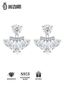 Bông tai Moissanite bạc 925, không gây dị ứng, thiết kế tối giản sang trọng, chống oxy hóa, đa năng, quà tặng cho Ngày Valentine, Ngày của Mẹ, đám cưới, lễ đính hôn, sinh nhật, kèm hộp quà và giấy chứng nhận. - Bạc - Xem 2
