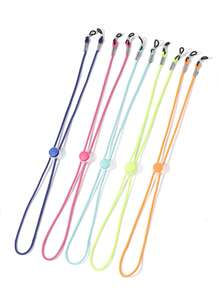 5pcs/Set Candy Color Elastic Adjustable Outdoor Sports Glasses Anti-Slip Strap, Fashionable Adjustable Length Eyeglasses Chain, Sports Glasses Strap, Minimalist Decorative Eyeglasses Lanyard, Suitable Eyeglasses Accessories Gift For Family - Multicolor - View 2