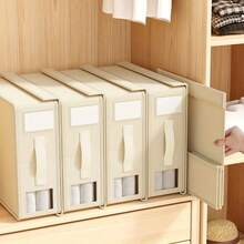 4 piezas Juego de ropa de cama con caja de almacenamiento con ventana - Caja de almacenamiento de lino plegable para sábanas, almohadas y edredón, textura gris, organización del hogar, caja de almacenamiento de ropa, caja de almacenamiento plegable, regalo de Navidad y Año Nuevo para la familia, pareja, amigos (Pueden existir algunos hilos sueltos debido al cosido a máquina, lo cual es un fenómeno normal y no afecta el uso del producto) - Multicolor - Ver 3