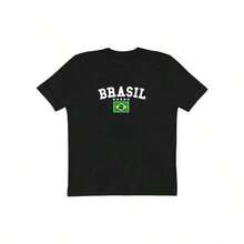 Maglietta Brasile, maglietta unis-ex Brasile per adulti, maglietta nera con grafica Brasile, maglietta stile maglia da calcio, Brasile Calcio, regalo per lui - nero - Visualizzare 1