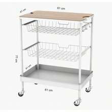 Carro de Servicio Multiusos de Cocina Carro De Almacenamiento 3 Niveles Carrito de Bar Hecho de Acero Inoxidable Hierro y Madera con Asas Ruedas y Frenos Color Blanco WK-03  855594 - como en la foto - Ver 4