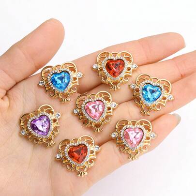 5/10pcs Baroque Style Shiny Crystal Heart Pendant, Suitable For DIY Necklace Earring Jewelry Craft Accessories - Zirconia Alloy Material