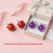 1对迷你天然水晶球耳环，玫瑰石英和紫水晶圆球宝石水晶首饰，灵气疗愈宝石耳环，母亲节完美礼物 - 水晶球耳環 - 查看 12