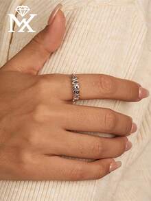 1pc Customized Ring With English Name, Cute Font Couple Rings, Personalized Name Rings, Thin Customized Rings, Stackable Engraved Rings, Anniversary Gift - Multicolor - View 6
