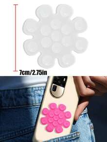 1pc/2pcs 5 Color Options Silicone Double-Sided Suction Cup Round Mobile Phone Holder, Portable Movable Phone Stand - Multicolor - View 2