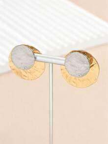 1 Đôi bông tai cổ điển hình tròn, bề mặt trước và sau được làm nhám. - Nhiều màu - Xem 2