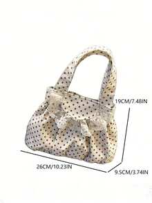 韩版小众设计ins风波点蕾丝甜美手提包，百搭女士单肩包，温柔风格，适合通勤、外出、日常购物，简约设计 - 彩色 - 查看 6