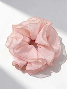 1 pièce Chouchou rose pâle voluptueux et doux, accessoire de mode avec une touche vintage française pour les accessoires de vacances d'été. Porte-queue de cheval, élastiques à cheveux, bandes en caoutchouc, cordes à cheveux - Multicolore - Voir 3