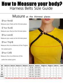 1pc Women's Black Punk Gothic Subculture Style Leather Adjustable Chest Strap, Suitable For Music Festivals, Parties, Photoshoots, Stage Performances, And Daily Wear - Black - View 3