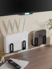 2/4件套家用壁挂式挂钩 - 免钻孔路由器和WiFi架、壁挂式机顶盒支架、电源插座支架和厨房用具收纳挂钩；适用于整理厨房和客厅杂物。 - 多色 - 查看 11