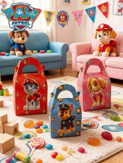  Paw Patrol Random 6/12 Cute Animal Gift Boxes, Rubble,Chase,Rocky,Zuma,Skye,Everest,Tracker,Tuck,Ella,Rex,WildCat,Liberty Character Colored Paper Bag Gift Packaging, Colorful Paper Box, Random Colors And Styles (6 Pieces/Set), Souvenirs, Self Sealing Disposable Gift Box