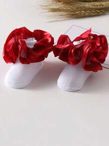 1 Pair 3D Flower Ruffle Trim Socks For Toddler Girls - Multicolor - View 1