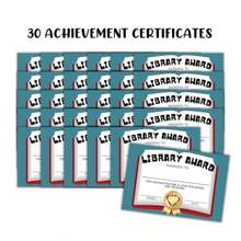 Library Award Certificate 30 unidades de 6 x 9 pulgadas Librarian Bookworm para bibliotecario la mayoría de las páginas leídas con lente de lectura de fin de año libro de reconocimiento de - como en la foto - Ver 2