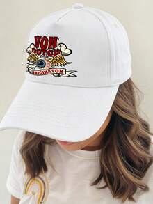 1PC Unisex Baseball Cap |  Von Dutch Originator Eye Wing | One Size Fits All | Adjustable Outdoor Sunscreen Hat | Perfect For Spring/Summer Travel And Beach Vacations - White - View 1