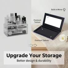 1个美人鱼化妆品收纳托盘，带磁性镜子，适合收纳眼影、高光、口红、腮红等，小巧便携，设计精美。 - 彩色 - 查看 7