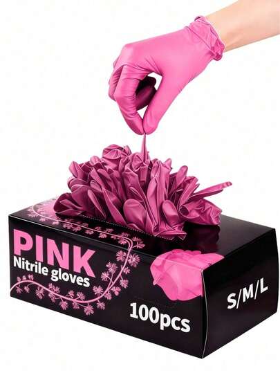 100pcs Per Pack, Available In Deep Pink And Light Purple. Disposable Nitrile Gloves. Sizes: S, M, L, XL. Durable, Waterproof, And Thickened, Suitable For Household Cleaning. Also Applicable For Kitchen, Bathroom, Cleaning, Tattooing, Beauty Care, Hair Coloring, Pet Care, Beauty Salon, Cleaning Supplies, Kitchen Essentials, Etc. New In 2026 Essential Cleaning Tools