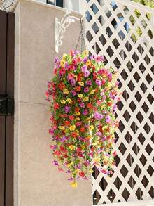 72cm Fiori artificiali appesi, glicine artificiale colorato finto - Fiori artificiali resistenti ai raggi UV per uso esterno, decorazione di fiori selvatici all'ingrosso per interni/esterni, giardino, veranda, stile fattoria, patio, decorazione appesa, decorazione estiva e autunnale, stagione dei matrimoni - (Multicolore) - Multicolore - Visualizzare 9