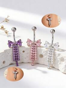 1 chiếc khuyên rốn hình bướm đính đá Zirconia gợi cảm dành cho nữ, trang sức xỏ rốn độc đáo lấp lánh tinh tế, phù hợp cho tiệc tùng, kỳ nghỉ và trang phục gợi cảm. - nơ - Xem 7