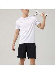 Under Armour 男女通用T恤，2026夏季新款足球运动T恤，训练跑步健身透气圆领短袖T恤 25500512-100 - 白色 - 查看 4