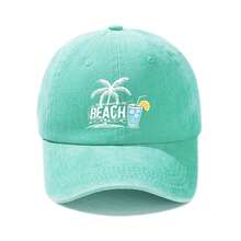 Mũ lưỡi trai kiểu dáng thể thao, in họa tiết bãi biển với hình cây cọ và đồ uống lạnh, chất liệu vải mềm mại, khóa cài điều chỉnh phía sau, hoàn hảo cho mùa hè và phong cách thường ngày. - BeachDrinkBCap - Xem 7