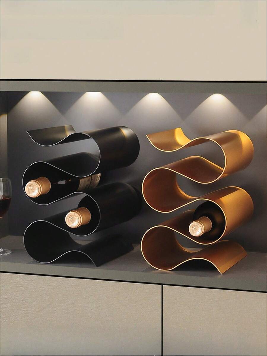 1 pieza Estantería vertical y horizontal moderna ahorradora de espacio de metal para vino - Soporte apilable para botellas de vino con capacidad, hay múltiples opciones de color disponibles, almacenamiento compacto de vino para encimera, bar, mesa de comedor - Ensamblaje adecuado para oficina, uso en restaurante