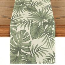 Summer Tropical Palm Leaves Table Runner Holiday Party Decor Reusable Farmhouse Kitchen Dining Table Runner Wedding Decorations - Multicolor - View 11