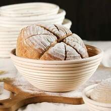 1pc Round Rattan Bread Proofing Basket With Liner, Sourdough Dough Baking Basket, Multifunctional Kitchen Tool, Handmade Bread Shaping Basket, Natural Rattan Material, Perfect For Sourdough And Yeast Baking - Essential Artisan Baking Tool For Home And Professional, Yeast Dough Baking, Homemade Bread Making, Bread Proofing Basket, Baking Essentials, Handmade Bread Tool, Suitable For All 12 Months - White - View 7