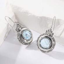 Orecchini pendenti con zirconia sintetica, design floreale rotondo realizzato a mano, adatti per uso quotidiano e varie occasioni, un regalo raffinato e sorprendente per le signore - Argento - Visualizzare 5