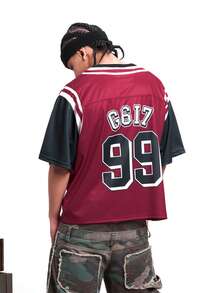 MT99 Áo thun nam in chữ và số, kiểu dáng thường ngày, đa năng. - Đỏ - Xem 3