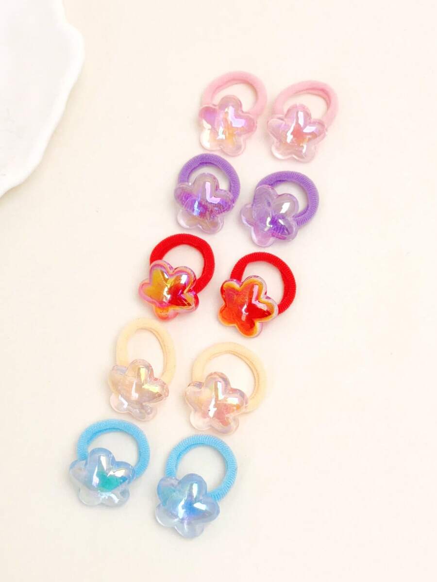 10 chiếc dây buộc tóc hình ngôi sao và mặt trăng dễ thương, phụ kiện tóc cho bé gái, dây buộc tóc co giãn bóng, kẹp tóc đuôi ngựa xinh xắn. - Nhiều màu - Xem 1