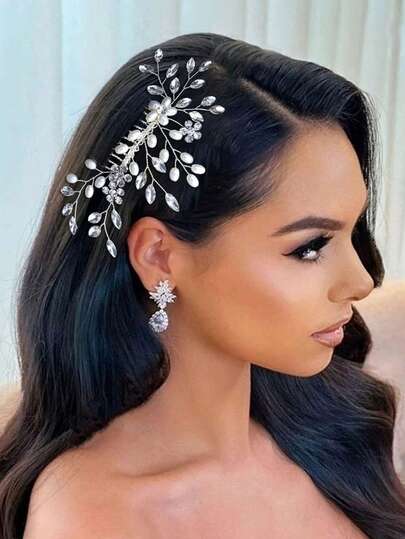 European And American Cross-Border Faux Pearl & Rhinestone Hair Comb, Elegant Bridal Headpiece, Fashion Hair Accessory Wholesale,Summer,Beach,Wedding