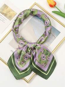 1件装多功能优雅专业空乘风格领巾、头巾、颈巾 - 淡紫色 - 查看 2