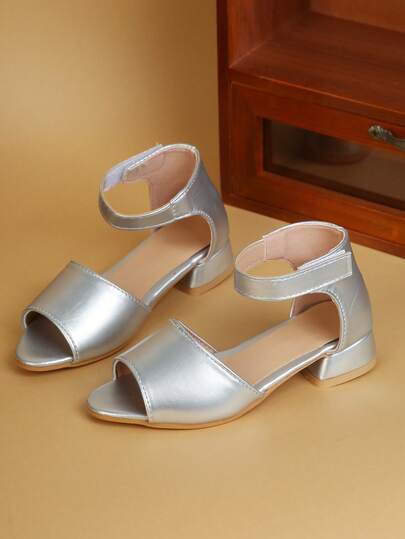 Giày sandal cao gót trẻ em thời trang mới, thoải mái cho học sinh, dự tiệc, đi chơi, giày da mini khoét lỗ, mùa hè.