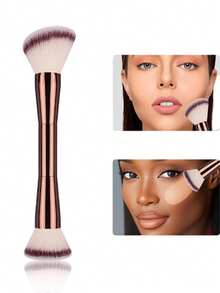 双头化妆刷套装 - 粉底刷、散粉刷、腮红刷和高光刷 - 柔软合成毛，铝制手柄，方便旅行，专业级，适合所有肤质。 - 摩卡棕 - 查看 8