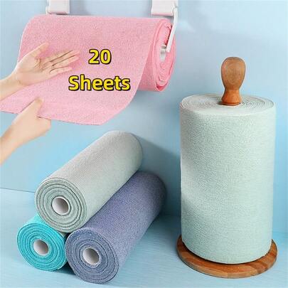1 Cuộn (20 chiếc) Khăn sợi siêu mịn tái sử dụng - Thấm hút cao, 20x20cm, Chống trầy xước, Có thể giặt máy, Khăn đa năng, Thích hợp cho gia đình, nhà bếp, phòng ăn, phòng tắm, phòng ngủ, vệ sinh xe hơi, khăn lau bếp, khăn lau phòng tắm, khăn lau bếp lò, khăn lau xe hơi, đồ dùng nhà bếp, đồ dùng phòng tắm, đồ dùng ô tô, đồ dùng vệ sinh, Quà tặng cho nữ