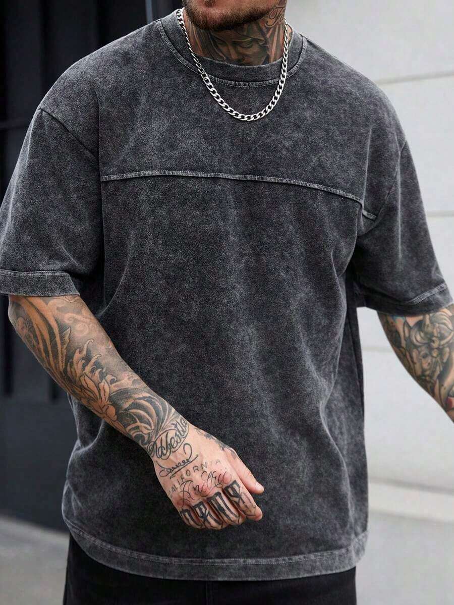 Mens Clothes;Summer TopsManfinity CasualCool Men's Casual Solid Color Crew Neck Short Sleeve T-Shirtsummer OutfitsTrendy Short Sleeve VNPS - Đen 2 - Xem 1