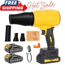 Handheld Mini Cordless Leaf Blower, 21V Battery Cordless Small Leaf Blower For Lawn Care, Patio, Car Dryer, Blowing Leaves And Dust,Battery Powered 400 CFM 100 MPH,Tiny Yellow Leaf Blowers(Contains Two Batteries) - 黃色 - 查看 1